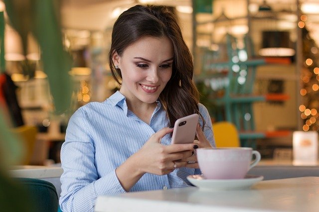 Woman checking mobile